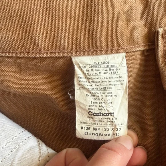 Carhartt Men's Dungaree Fit Brown Work Cargo Pants - Picture 7 of 8